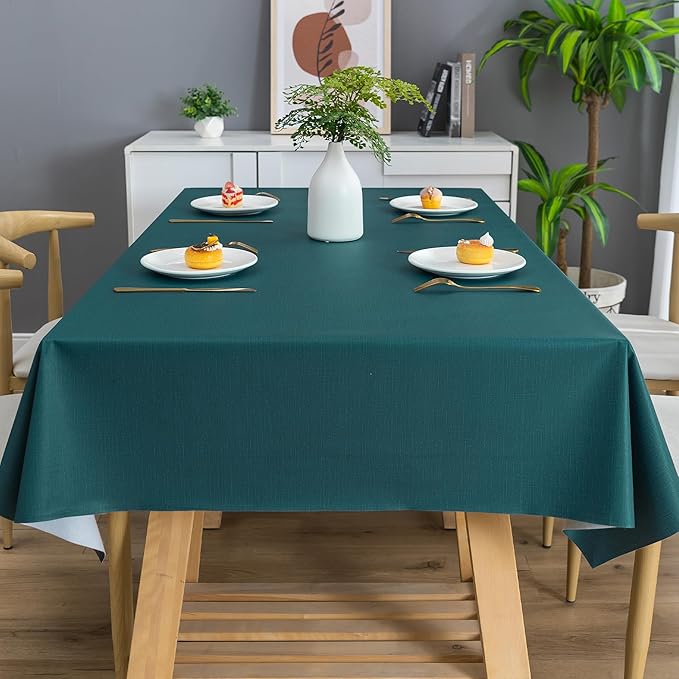 Rectangle Table Cloth,100% Waterproof Tablecloth Oil Proof Spill Proof Vinyl Table Cloth, Wipe Clean Plastic Table Cover for Dining, Camping, Indoor and Outdoor 54" x 78",Navy Blue
