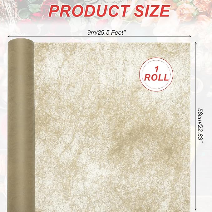 PATIKIL Flower Wrapping Paper 29.5 Ft x 22.8 Inch, Cotton Wrapping Flower Paper Tissue Paper for Flower Bouquet Gift Wrapping Valentine's Day Graduation Gift Floral Wrap, Light Brown