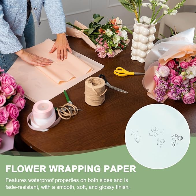 PATIKIL 22.8 x 22.8 Inch Flower Wrapping Paper, 20 Pcs Iridescent Double Sided Florist Bouquet Packaging Waterproof Florist Supplies DIY Crafts Gift Packaging Gift Box Wedding, Blue