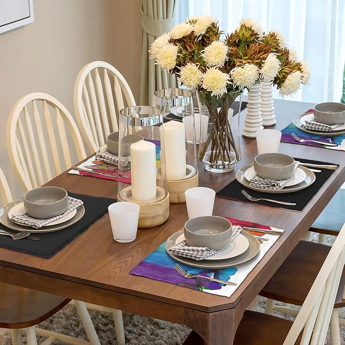 Rainbow Butterfly Placemats Set of 4,Colorful Butterfly Kids Girls Birthday Party Decor Washable for Kitchen Dining Table Heat Resistant Decorative Colth Table Mats 4 PCS, Style-2