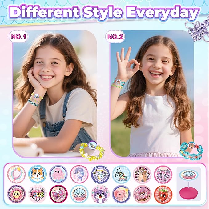2-in-1 Friendship Bracelet Making Kit, Arts and Crafts for Girls Ages 8-12, Jewelry Making Kit＆DIY Travel Activity Toys Set, Christmas Birthday Gifts for 6 7 8 9 10 11 12 Year Old Teen Girls (Pink)