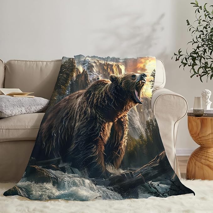 Bear Blanket and Gifts - Cabin Decor Throw for Girls, Boys, Men, Women, Kids, Adults - Soft Warm Cozy Fleece for Couch, Sofa, Bed - 80"x60"