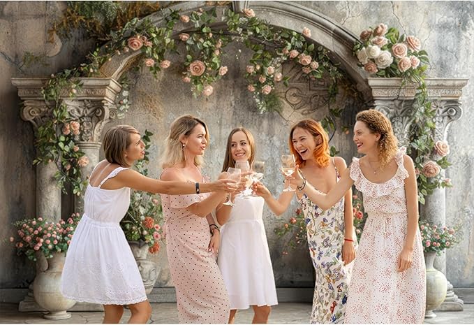 Baocicco 10x8ft Wedding Flowers Wall Backdrop Photography Vintage European Palace Victoria Wall Floral Background for Baby Shower Newborn Birthday Party Decorations Photo Booth Girl Women Portrait