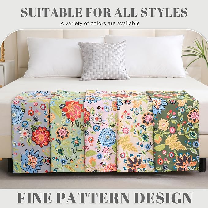 Bedlifes Twin Sheet Set Ultra Soft, Breathable, Silky Flower Deep Pocket 100% Microfiber Bedding, 3 Piece Twin Size Floral