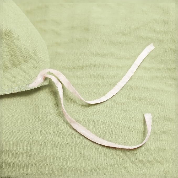 King Size Duvet Cover Desert Sage, Luxury Soft Microfiber Double-Layer Crinkle Gauze Sage Duvet Cover, 3 Pieces Bedding for All-Season, Breathable with Zipper Closure