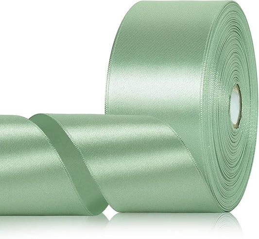 Sage Green Ribbon 2 Inch, 60 Yards Light Green Satin Ribbon for Crafts, Gift Wrapping, Birthday Party, Flower Bouquet, Easter, Wedding, Christmas, Halloween