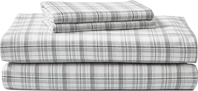 Eddie Bauer - Flannel Sheets King Size, Anti-Pilling & Wrinkle Resistant Cotton, Touchably Soft for All-Season Comfort - Bed Sheets with Matching Pillowcases & Fitted Sheet (Beacon Hill Ivory)