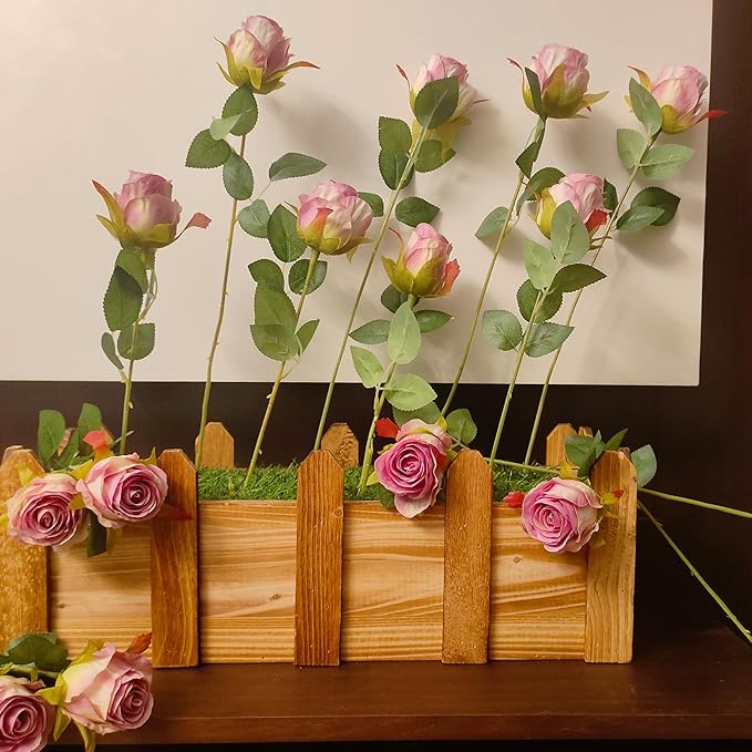 Artificial Roses 10 Pcs - Lifelike Single Stem Fake Roses with Natural Petal Texture,Fade-Resistant Silk Flowers for Wedding Decor,Home Vase Arrangements,Party Centerpieces(10, Pale Purple)