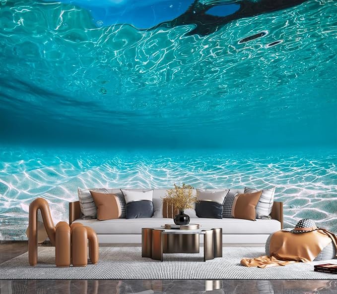 Eierme-Tropical Blue Ocean with White Sand Underwater in Hawaii Peel and Stick 90" x 67"