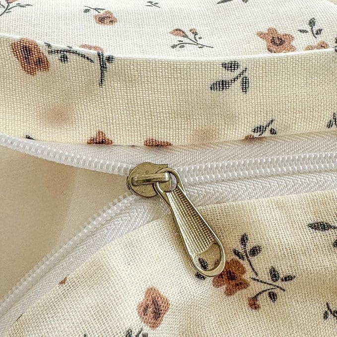 EAVD Garden Style Small Floral Duvet Cover Queen Size Soft 100% Cotton Muslin Bedding Set with Floral Print Fresh Cottagecore Botanical Pattern Duvet Cover with Zipper Closure