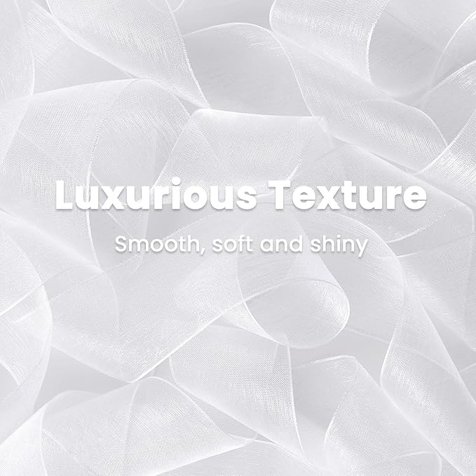1-1/2 Inch White Sheer Organza Ribbon for Bow Making, Gift Wrapping, Christmas Decoration, 50 Yards/Roll