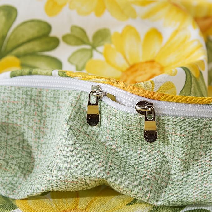 FADFAY Sunflower Duvet Cover Set Queen Vintage Yellow Daisy Floral Bedding Shabby Botanical Comforter Cover Set 100% Percale Cotton Ultra Soft Quilt Cover with Hidden Zipper Closure 3Pcs, Queen Size