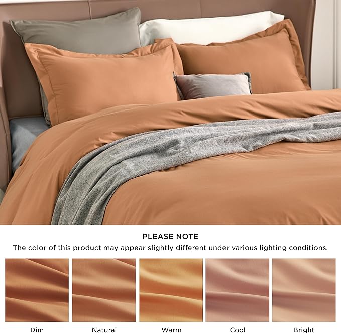 Bedsure Duvet Cover Full Size - Soft Double Brushed Bedding Set for Kids & Adults, Zipper Closure, 3 Pieces, Includes 1 Duvet Cover (80"x90") & 2 Pillow Shams, NO Comforter, Burnt Orange
