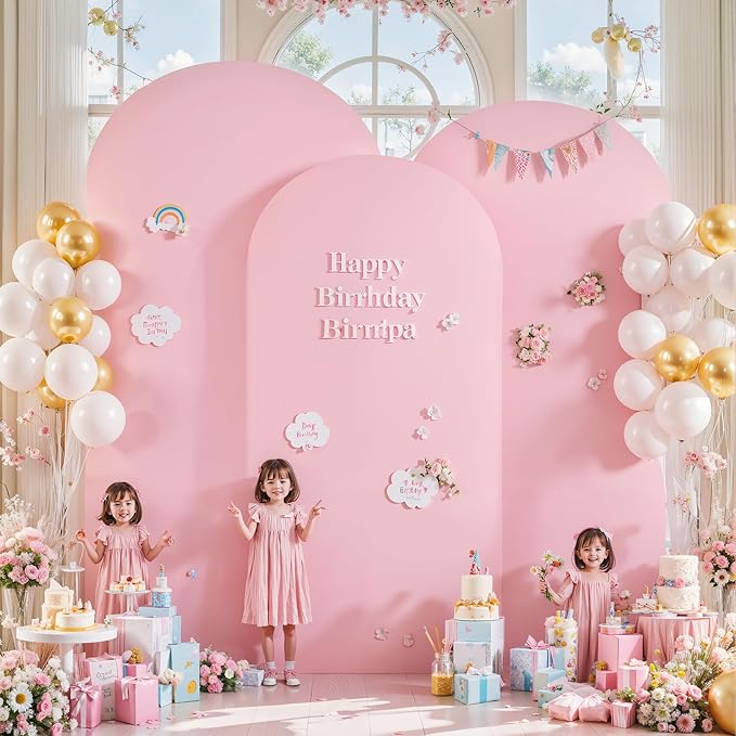 Pink and Blue Arch Backdrop Cover 6FT 5FT 4FT Arch Covers Stretchy Backdrop Set of 3, Gender Reveal Arch Cover Spandex Fitted Fabric Arch Covers for Boy or Girl Party Birthday Baby Shower Decor