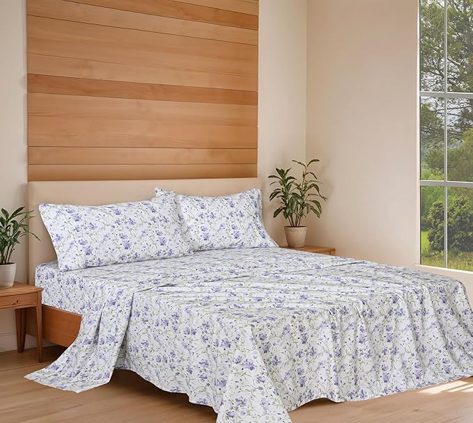 RUVANTI 100% Organic Cotton Sheets Full Size, Percale Weave, GOTS Certified, 4-Piece Set, Deep Pocket 15", Crisp & Breathable, Soft Durable Bedding, Sábanas Algodón Orgánico – Heather