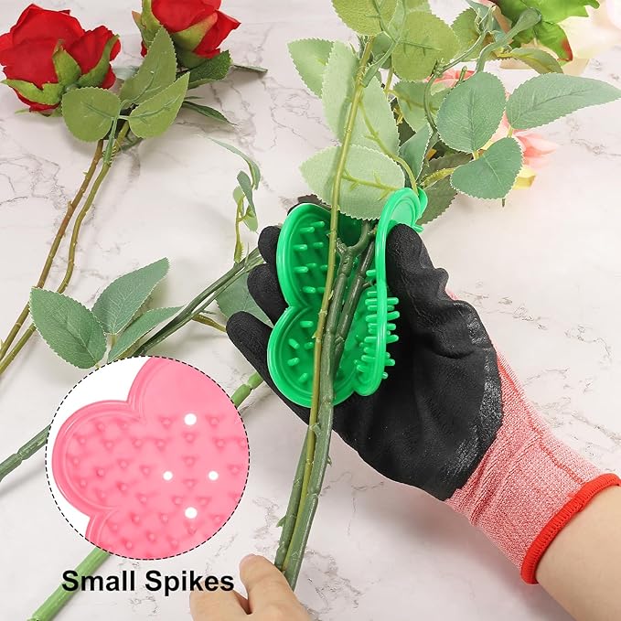 PATIKIL Rose Stem Leaf Thorn Stripper, 2Pcs/1Set Rose Thorn Stripper Remover Tool Leaf Stripping Tool for Gardening Flower Pruning, White, Pink