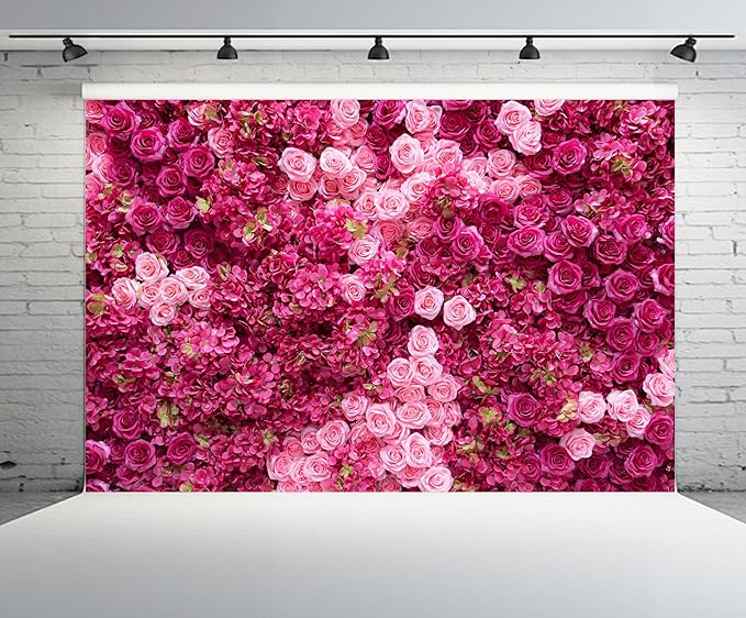 6ftx4ft Rose Wall Background Rose Photo Backdrops Spring Party Tea Party Flowers Backdrop Girls Birthday Pink Princess Party Wedding Bridal Shower Pink Floral Anniversary Ceremony Decor