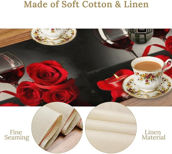Retro Rose Red Wine Grape Print Table Runner,Table Dresser Runner, Kitchen Dining Table Runners for Indoor Outdoor Holiday Decor 13x108 Inch