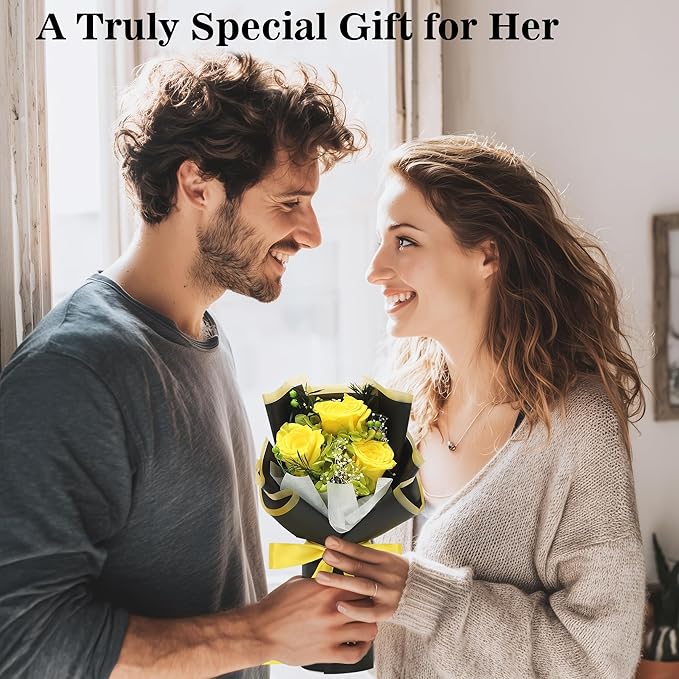 Flower Bouquet Gifts for Her, Flowers for Delivery Prime, Preserved Roses Flower Gifts for Women, Valentines Flowers, Mom Gifts from Daughter Son, Birthday Gifts, Real Roses,Yellow Roses