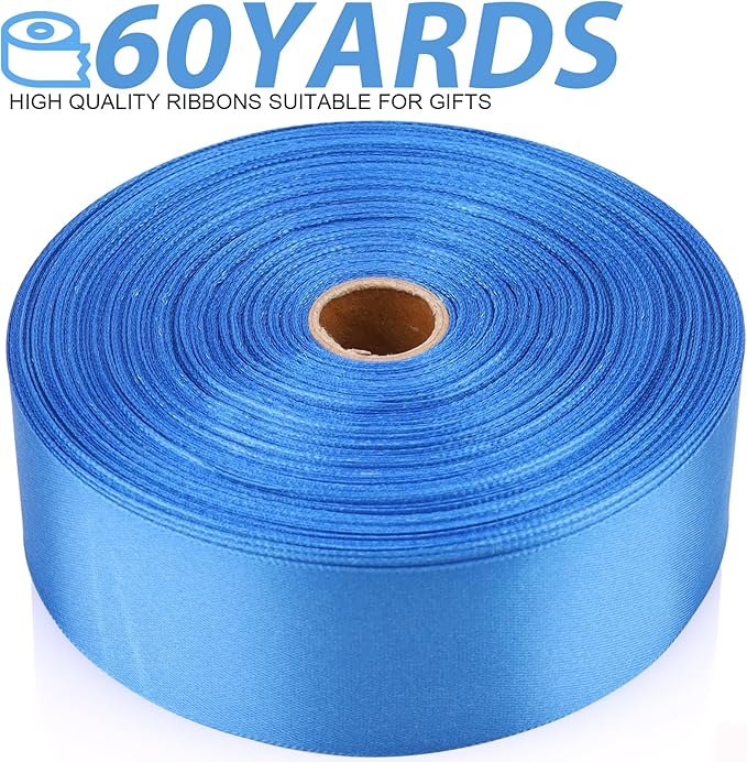 1-1/2 Inch 60 Yards Royal Blue Solid Satin Ribbon for Gift Wrapping,Craft Floral Bouquets,Wedding Party,Timeless Flower,Decoration Floral Hair,Balloons