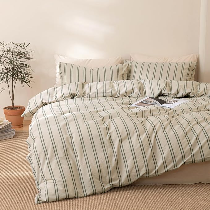 VM VOUGEMARKET Striped Comforter Set Full Teen Boys Striped Bedding Comforter with 2 Pillowcases Simple Modern Lightweight Comforter Set