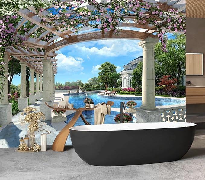 Cliouar-Backyard Villa with Swimming Pool Wall Mural Wallpaper Peel and Stick 160" x 114"