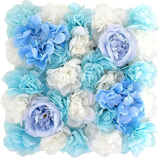 Flower Wall Backdrop, 12PCS 10.6"-15.7" Artificial Flower Wall Panel with Various Styles, 3D Floral Wall Decor for Wedding Photo Background Festive Party Home Decoration (F013, 13.8 * 13.8in)