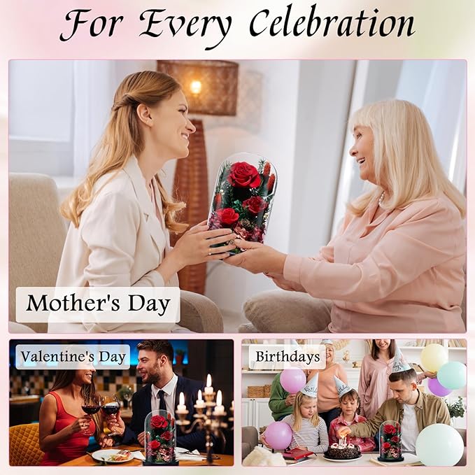 Preserved Roses,Forever Fresh Flowers 7.48in,Gift for Women,Mom,Grandma,Wife,Girlfriend,Sister,and Daughter Perfect for Birthday,Mother’s Day,Valentine’s Day (True Romance1)