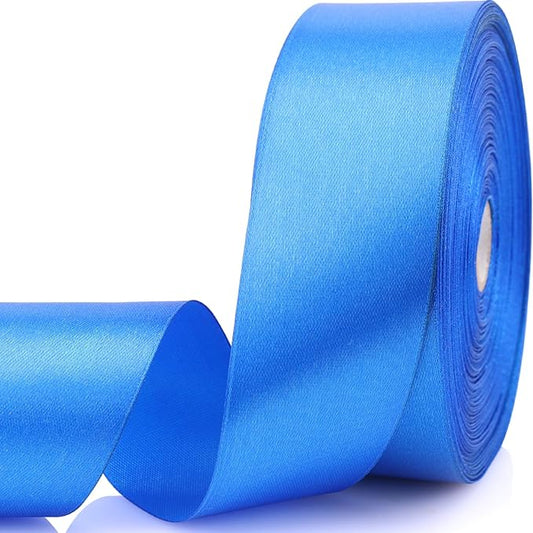 1-1/2 Inch 60 Yards Blue Solid Satin Ribbon for Gift Wrapping,Craft Floral Bouquets,Wedding Party,Timeless Flower,Decoration Floral Hair,Balloons