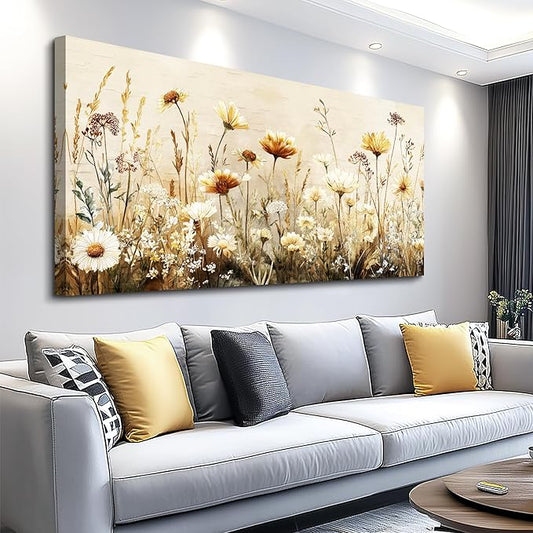 hyidecorart Elegant Flowers Canvas Wall Art - Floral Pictures for Wall Decor Modern Home Decor Oil Paintings Nature Watercolor Prints Artwork for Living Room Bedroom Office Wall Decoration 20" x 40"