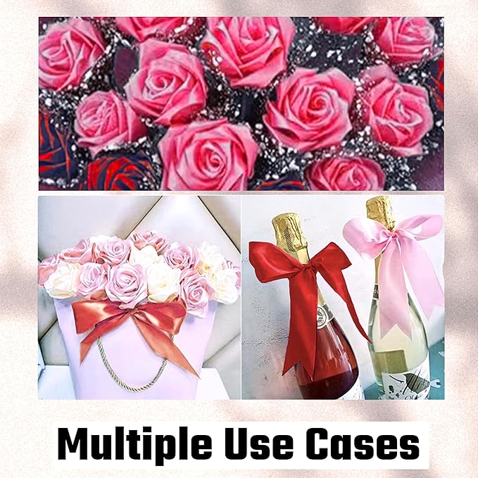 1-1/2 Inch Red Satin Ribbon, 22 Yards Double Faced Fabric Ribbons for Gift Wrapping, Bouquet, Garland, Bowknot, Hair, Crafts, Balloons, Party Decoration