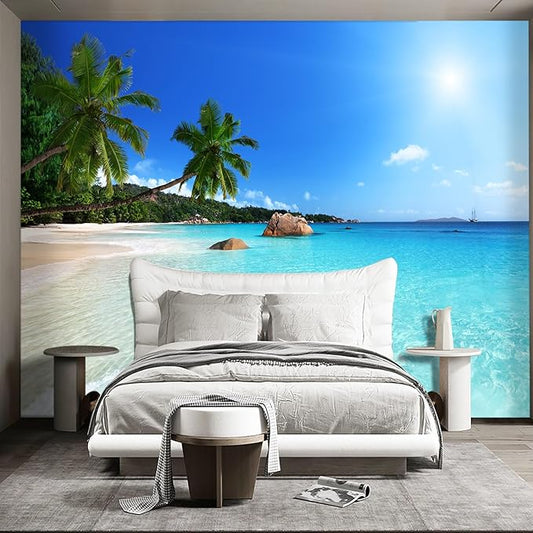 WXHFM - Beach wall murals Peel and Stick Wallpaper for Bedroom Living Room - 58"x86"