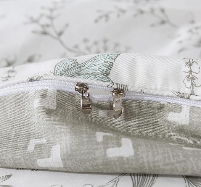 FADFAY Duvet Cover Set Full Colorful Butterfly Bedding Vintage Botanical Comforter Cover Set Shabby Branches Bedding 100% Cotton Ultra Soft Quilt Cover with Hidden Zipper Closure 3Pcs, Full Size