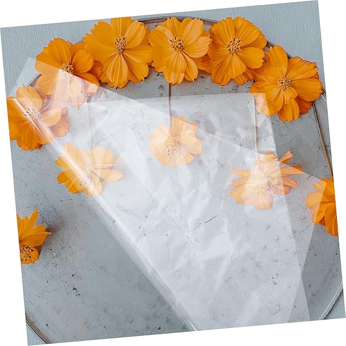 SHERCHPRY 100pcs Transparent Cellophane Wrapping Paper for Floral Bouquets Clear Wrap Easy to Trim DIY Flower Arrangement Film for Presentation and Craft Use
