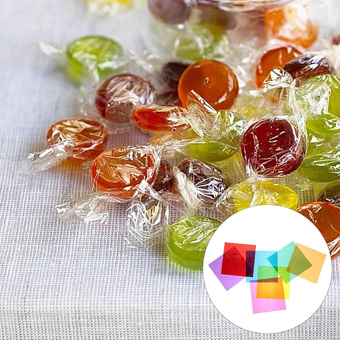 Zerodeko 84 Sheets Colored Cellophane Sheets Multi-color Transparent Wrapping Paper for DIY Crafts Candy Packaging Handmade Creative Use Colors