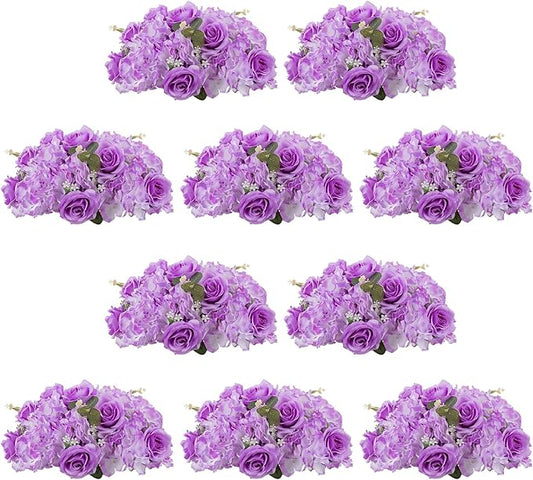 NUPTIO Flower Balls for Centerpieces Wedding: 10 Pcs 14.2 inch Diameter Artificial Flower Ball Arrangement Bouquet Centerpiece for Tables - Light Purple Fake Rose Flowers for Wedding Decor