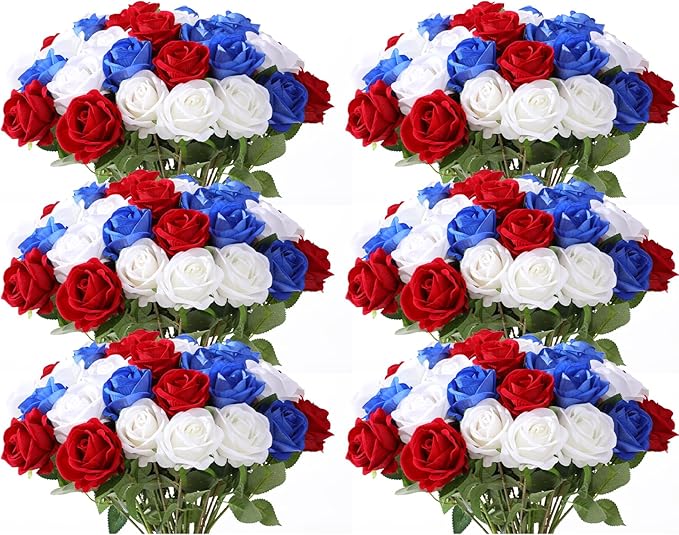 52 PCS Mixed Artificial Roses Bulk, Fake Artificial Flowers Wedding Bouquet Silk Faux Rose with Stems for Wedding Flowers Decoration, Valentines Roses, Bridal Bouquet Roses, Wedding Decoration