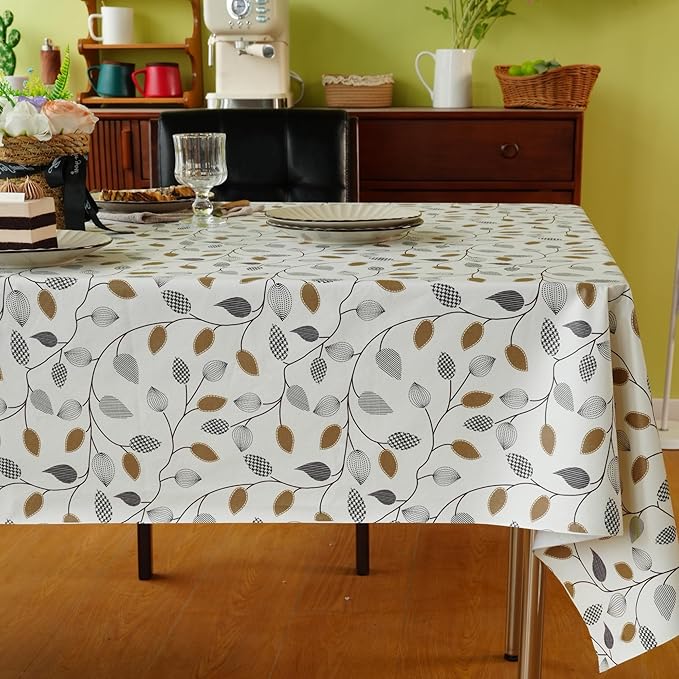 Rectangle Table Cloth,100% Waterproof Tablecloth Oil Proof Spill Proof Vinyl Table Cloth, Wipe Clean Plastic Table Cover for Dining, Camping, Indoor and Outdoor 54" x 78",Leaf