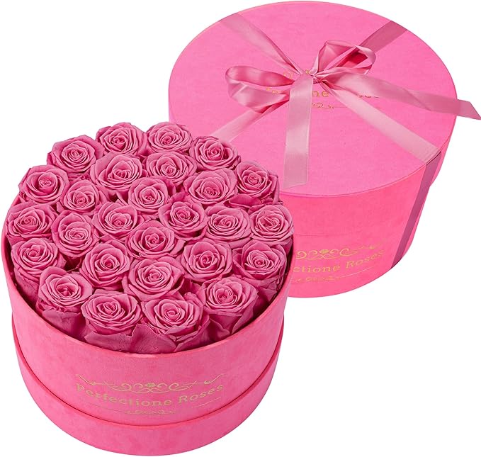 Perfectione Roses 27 Roses in a Box, Mothers Day Rose, Preserved Flowers for Her, Flowers for Delivery Birthday Gifts for Women (Velvet Pink)