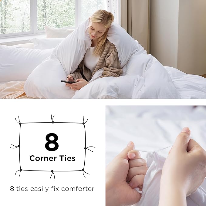 Bedsure Bright White Duvet Cover Queen Size - 3 Pieces Prewashed Extra Soft Bedding Set, Includes 1 Duvet Cover 90x90 Inches with Zipper Closure & 2 Pillow Shams, Comforter Not Included
