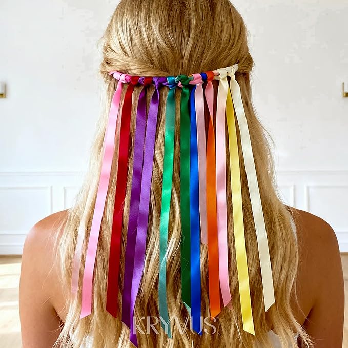 Rainbow Satin Ribbon Set, 10 Colors, 3/8 Inch x 6 Yard Each, 60 Yards Total, Double Faced Colorful Ribbon for Crafts, Gift Wrapping, Hair Bows, Wedding and Party Decorations, DIY Projects