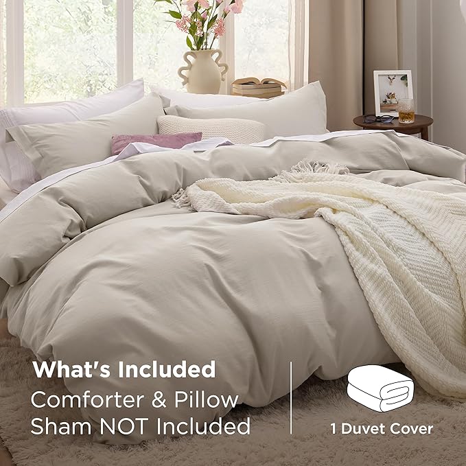 Bedsure Oversized King Duvet Cover Only - Prewashed Extra Soft All Season Bedding, Includes 1 Duvet Cover 120x98 Inches with Zipper Closure, Linen, Comforter Not Included