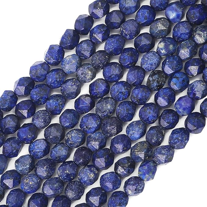 Faceted Natural Lapis Lazuli Stone Round Beads 6mm 36cm/Strand for Jewelry Making