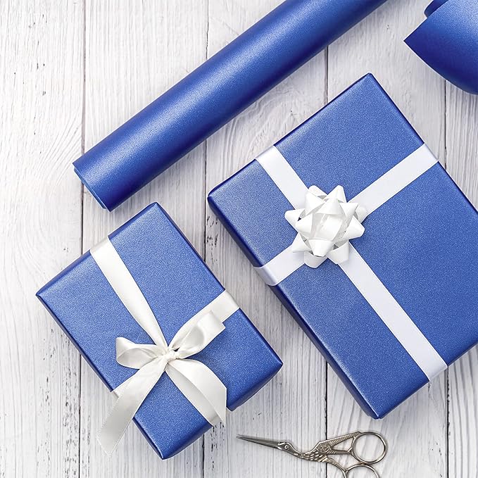 RUSPEPA Royal Blue Matte Wrapping Paper - Solid Color Pearly - Luster Paper Perfect for Wedding, Christmas, Baby Shower -17 Inches X 32.8 Feet