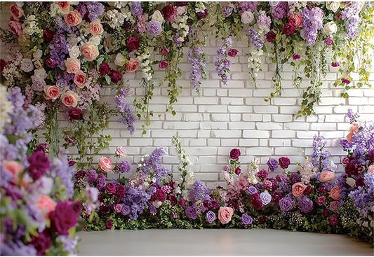 Baocicco Flower Brick Wall Backdrop 10x6.5ft Rose Flowers Photography Backdrops Baby Shower Bridal Shower Party Decorations Kids Adults Portraits Birthday Wedding Banner Supplies Props Video Studio