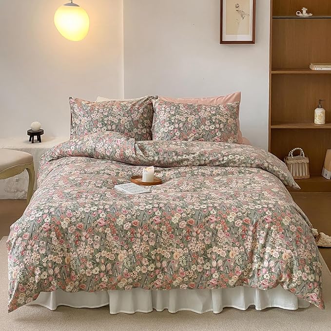 HighBuy King Size Comforter Set Multi Color Lightweight Floral Bedding Comforters with 2 Pillowcases All Season Fluffy Boho Chic Comforter Set King Size,Gift for Family
