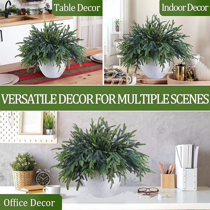 12 Pcs Pine Branches - Real Touch Artificial Pine Stems - Christmas Greenery Picks for DIY Wreaths Garlands Vase Arrangements, Indoor Outdoor Christmas Decor