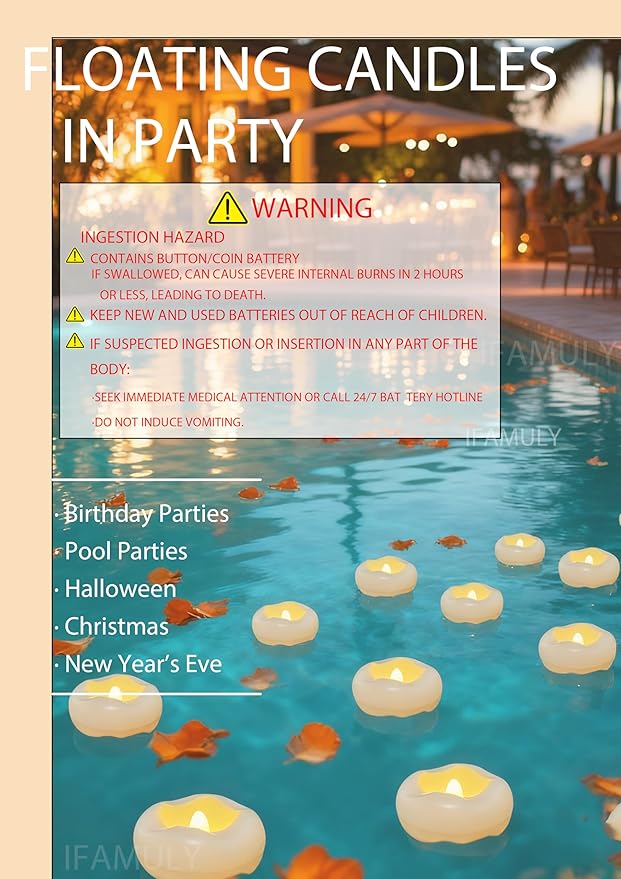 Floating Candles, 48 Packs 2.3 Inch Flameless LED Candle, 160+ Hour Battery Operated Waterproof Tealights for Wedding Centerpieces Marriage Proposals Pool Party Cylinder Vases Spa Christmas New Year