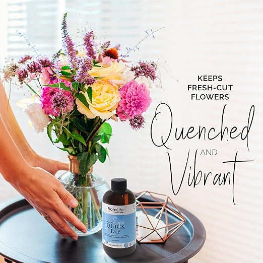 FloraLife Quick Dip - Instant Hydrating Treatment Solution for Preserving Fresh-Cut Flowers - 8oz