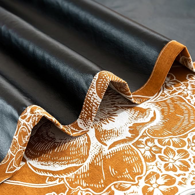 Printed Peony Floral Blackout Curtains for Bedroom- Vintage Orange Bloom Pattern on Cotton Blend Fabric with Grommet Top, 52W x 84L